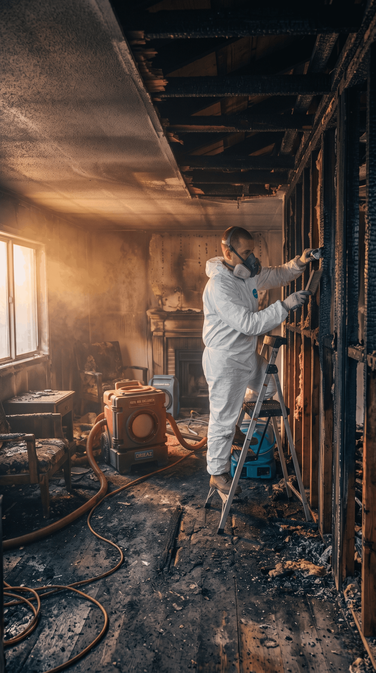Garland fire damage restoration IICRC certified technician on site